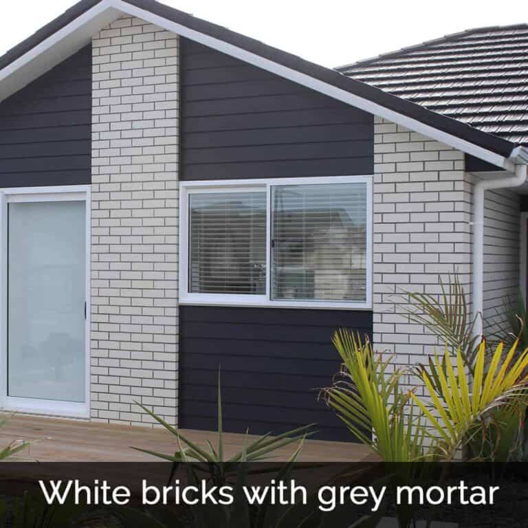 White bricks with grey mortar