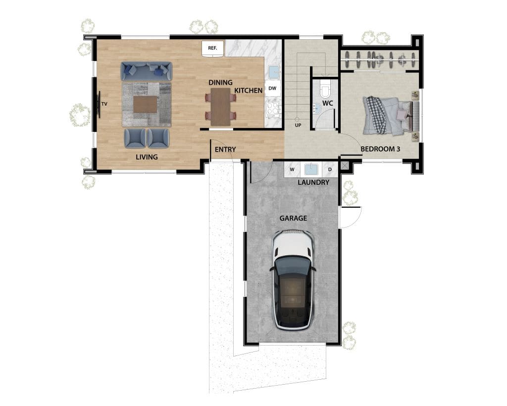 type 3, shotover rise, ground floorplan ground floor 1014w