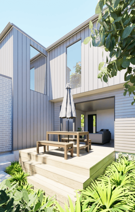 exterior render 3 mclean street townhouses fowler homes 1420w